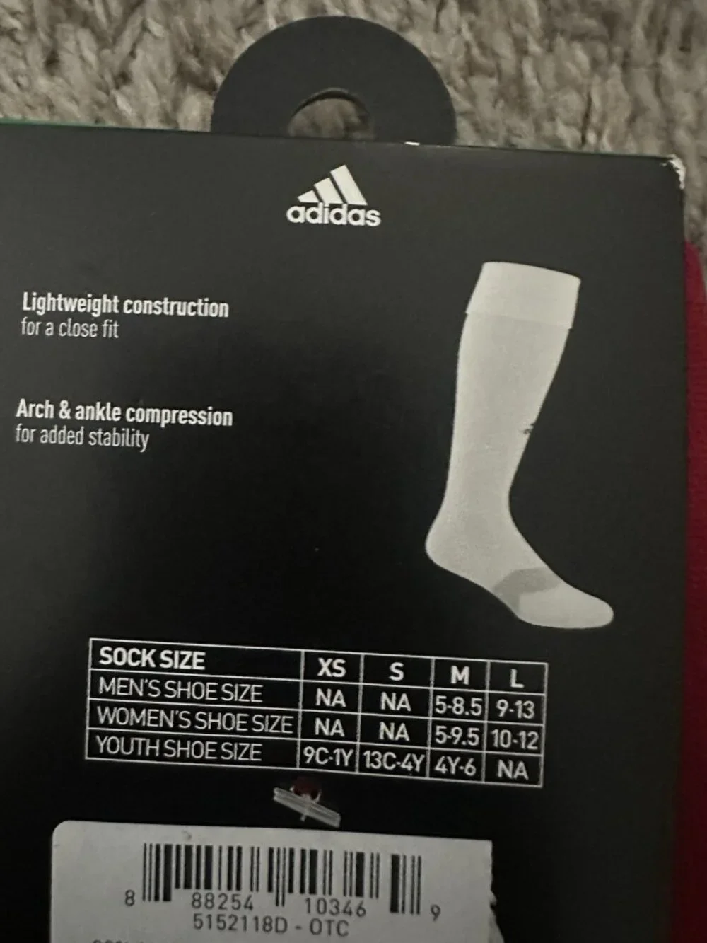 LOT OF 2 ADIDAS SOCCER METRO SOCK ARCH & ANKLE COMPRESSION Sz L 9-13 RED SOCKS